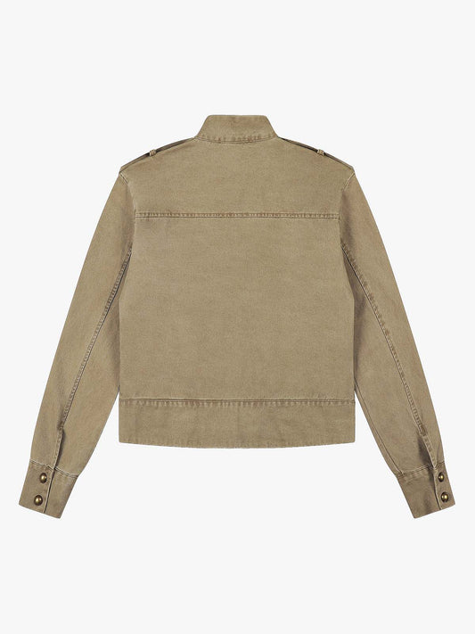 Military Buttoned Shoulder Epaulets Cropped Jacket