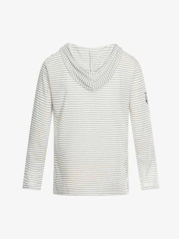 Graphic Print and V-Neck Striped Long Sleeve Hooded T-Shirt 