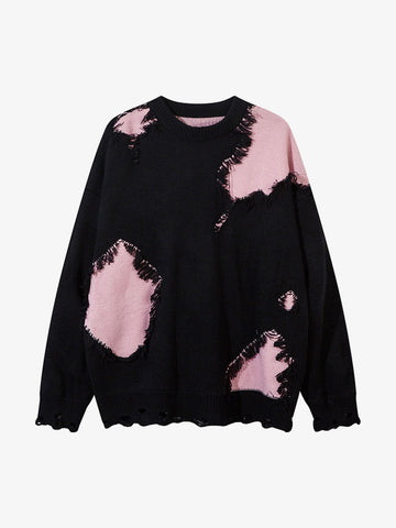 Niche Raw Edge Fringed Knit Sweater 