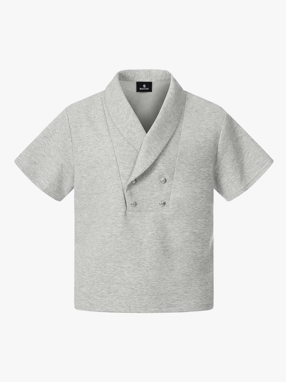Shawl Collar Button Detail T-Shirt
