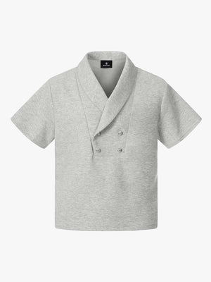 Shawl Collar Button Detail T-Shirt
