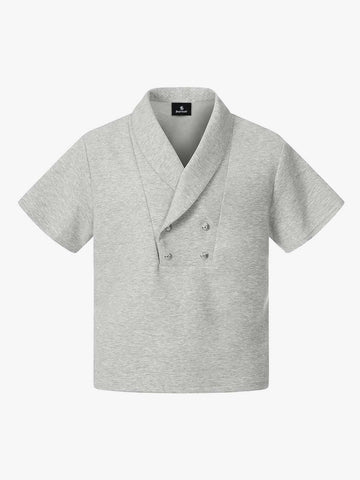 Shawl Collar Button Detail T-Shirt