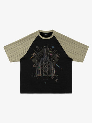 Gothic Castle Graphic Raglan Sleeve T-Shirt 