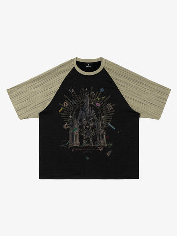 Gothic Castle Graphic Raglan Sleeve T-Shirt 