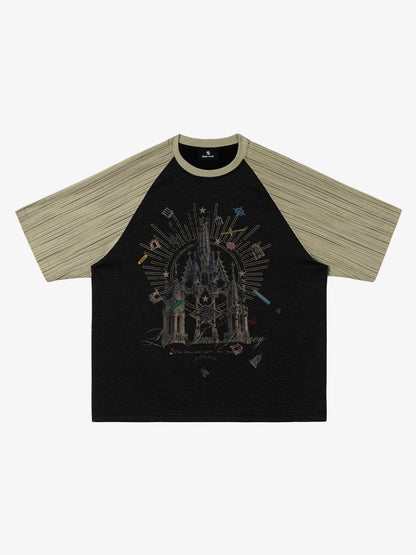 Gothic Castle Graphic Raglan Sleeve T-Shirt 