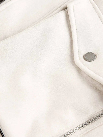 Military-Inspired Utility Shoulder Straps Zip Jacket 