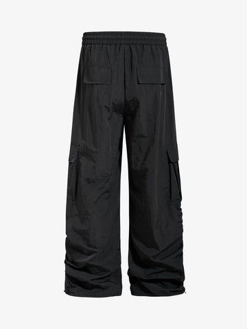 Music Note Print Baggy Nylon Cargo Pants 