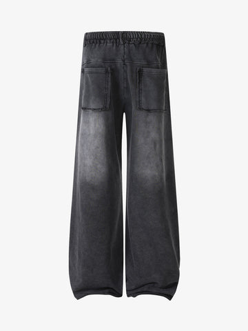 Streetwear Distressed Eyelet Detail Baggy Sweatpants