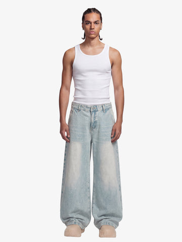 Denim Washed Distressed Barrel Jeans - 2511 