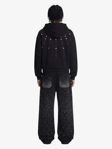 Retro Denim Full Rhinestone Design Baggy Jeans - 2545 