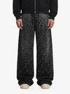 Retro Denim Full Rhinestone Design Baggy Jeans - 2545 