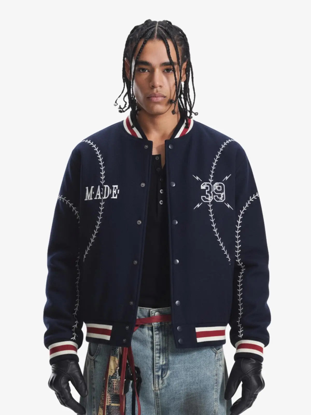Baseball Stitch Embroidered Varsity Jacket 