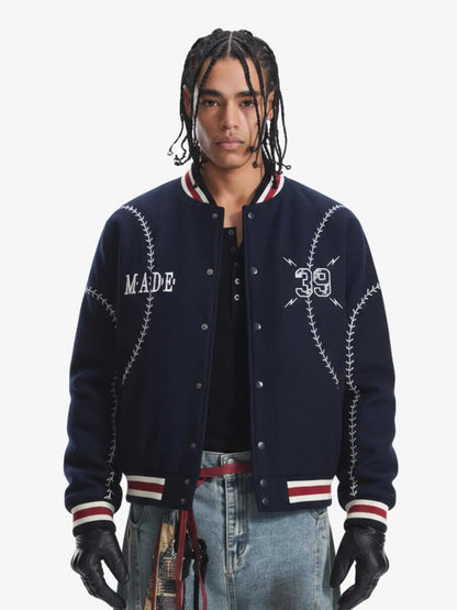 Baseball Stitch Embroidered Varsity Jacket 