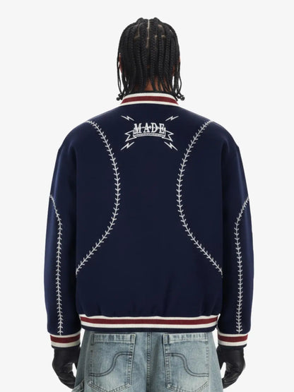 Baseball Stitch Embroidered Varsity Jacket 