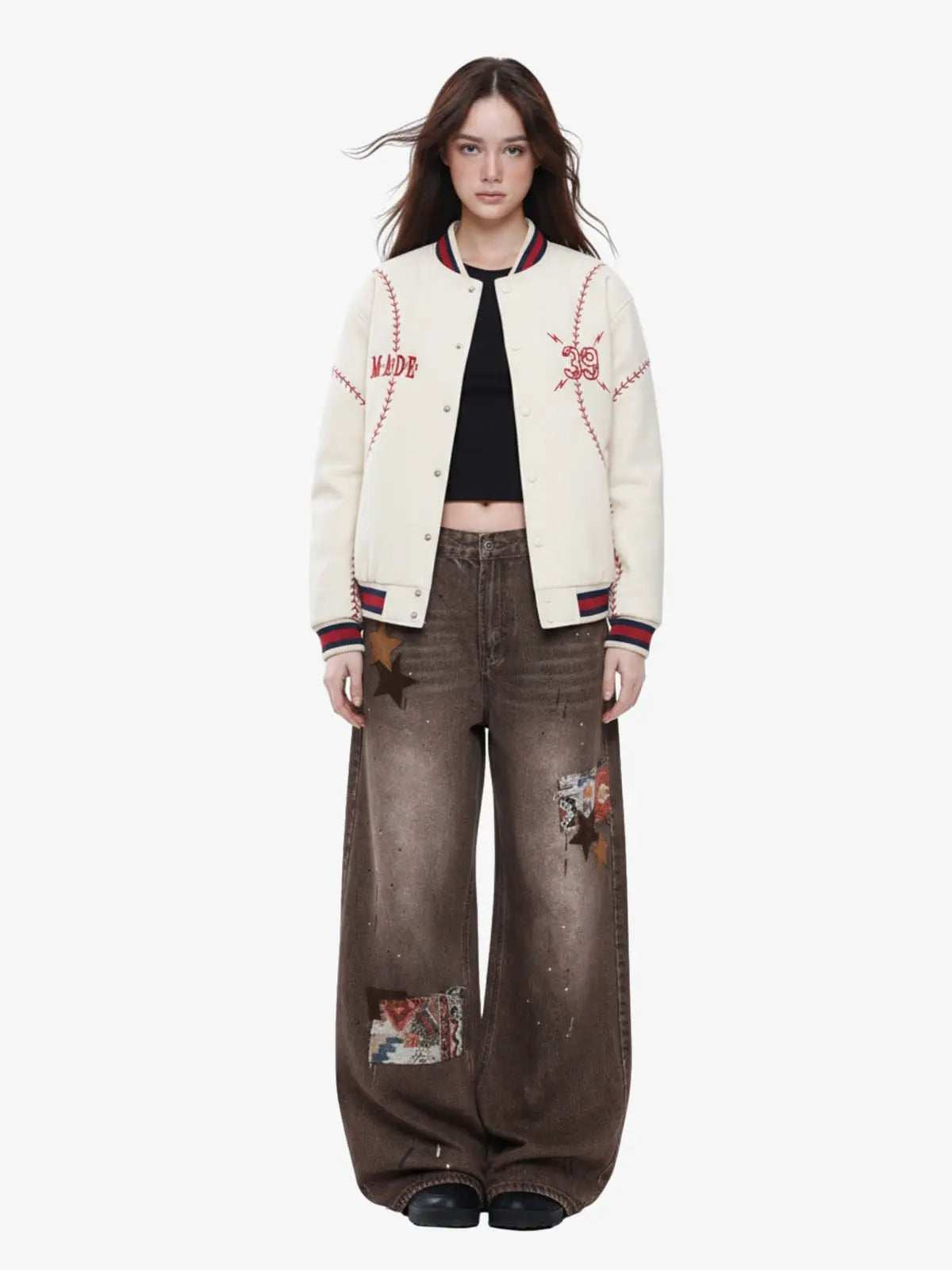 Baseball Stitch Embroidered Varsity Jacket 