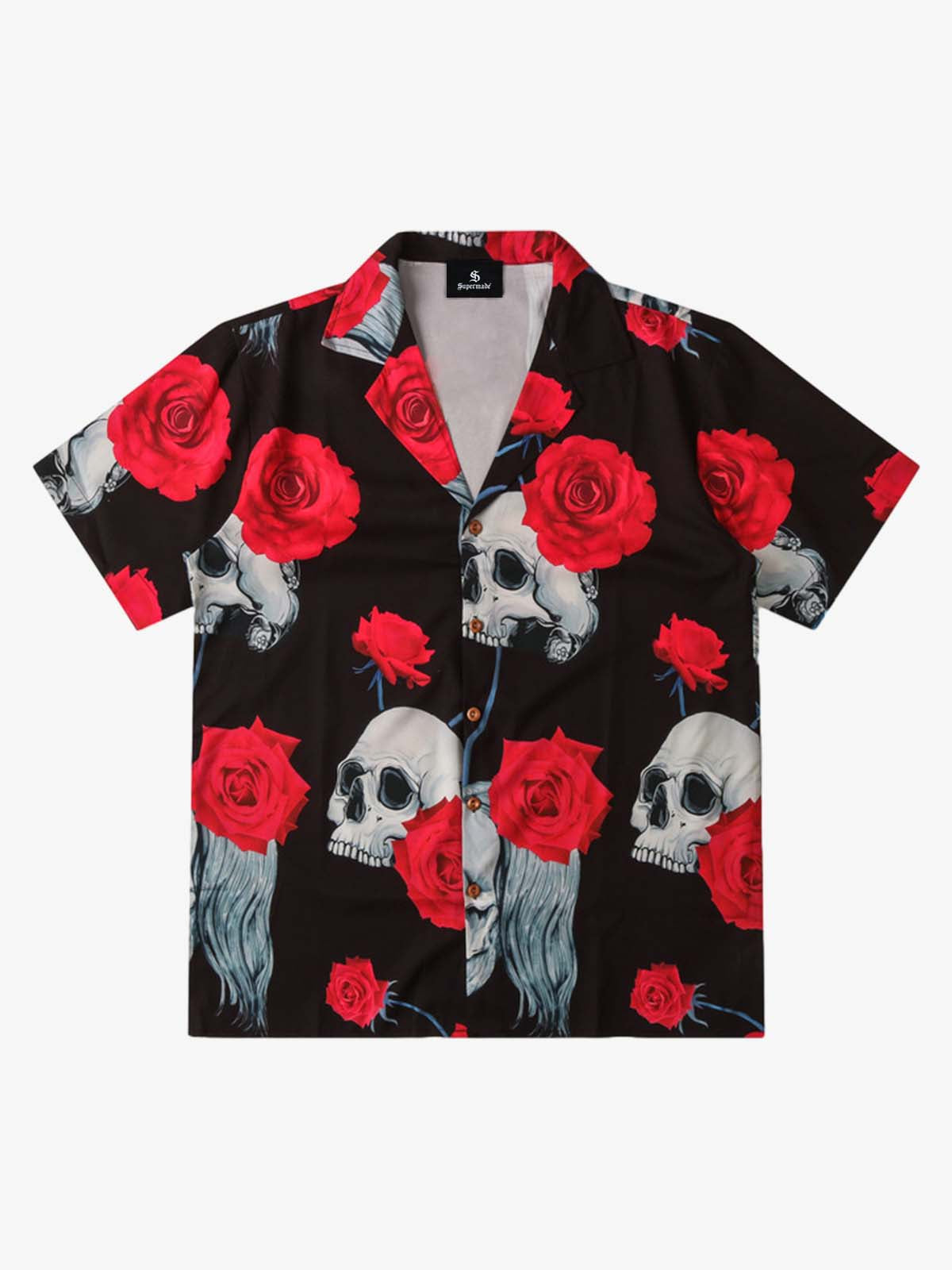 Gothic Skull Rose Cuban Shirt