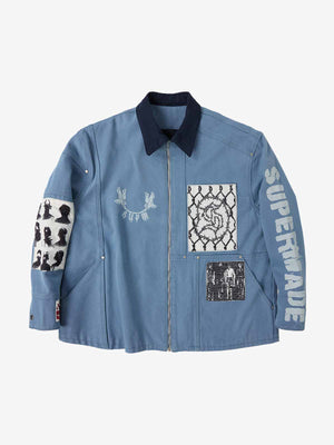 Supermade Multi-Element Appliqué Patchwork Denim Suit - 2593 