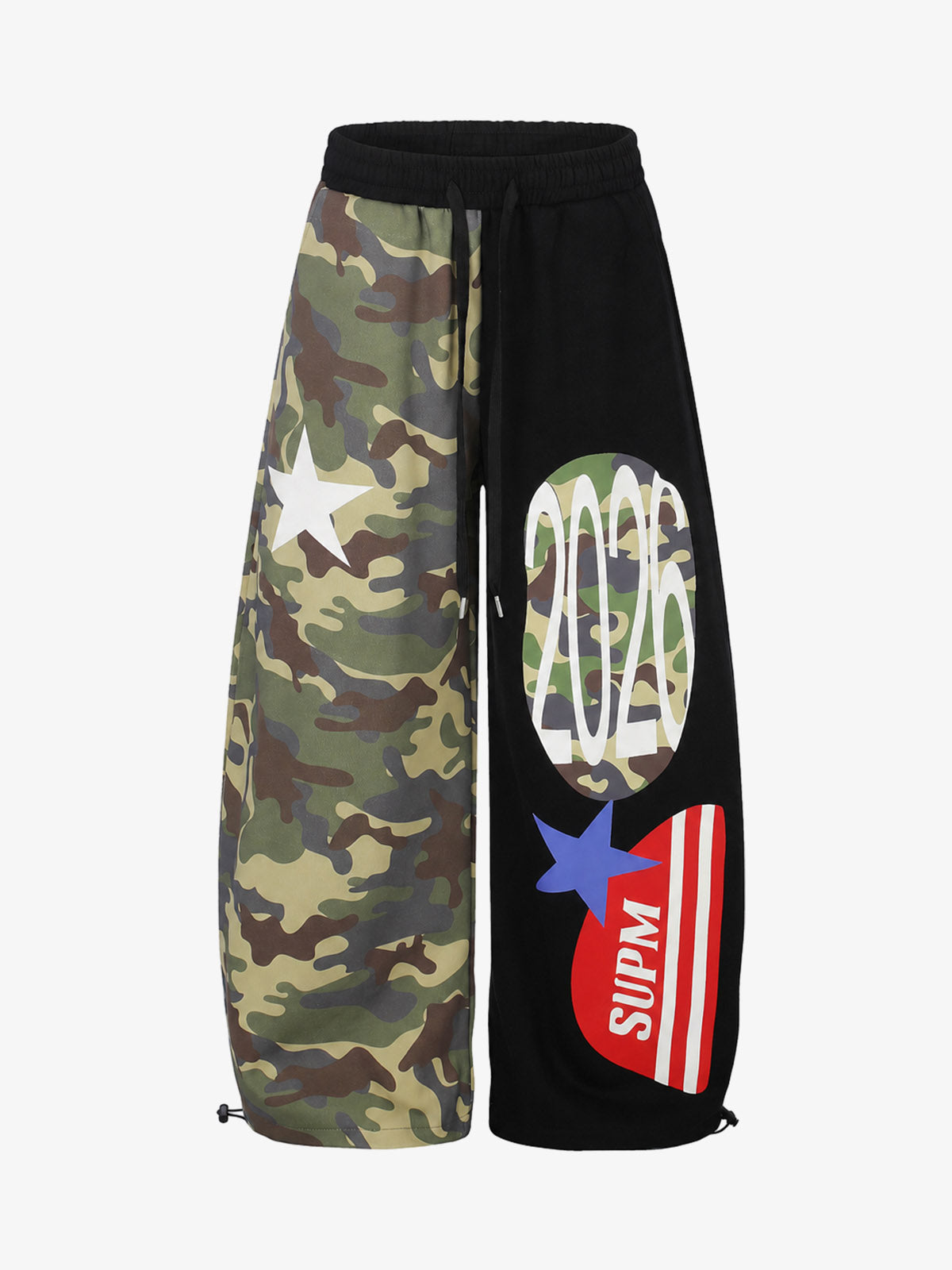 Streetwear Camo Patchwork Baggy Sweatpants
