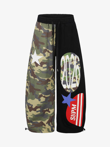 Streetwear Camo Patchwork Baggy Sweatpants