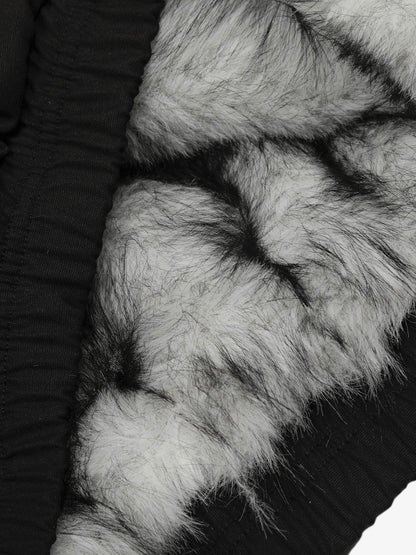 Vintage Stand Collar Fur Lined Bomber Jacket 