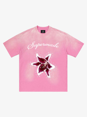 Washed Floral Star Print T-Shirt