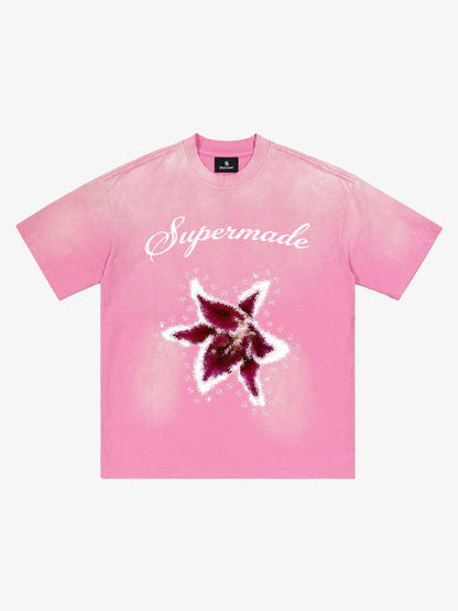 Washed Floral Star Print T-Shirt