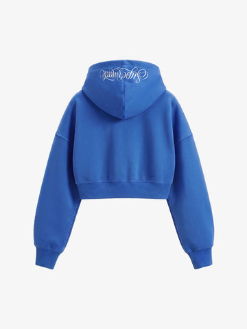 Faux Fur Hooded Sweatshirt with Embroidered Scorpion Graphic