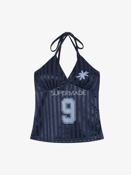Striped Pattern Halter Jersey Cami Top