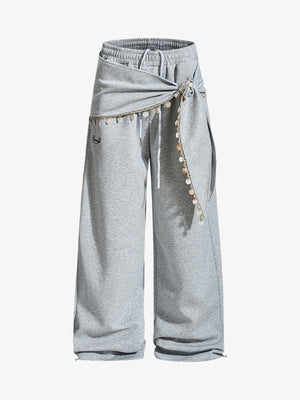 Street Detachable Flap Lace-up Jogger Pants 