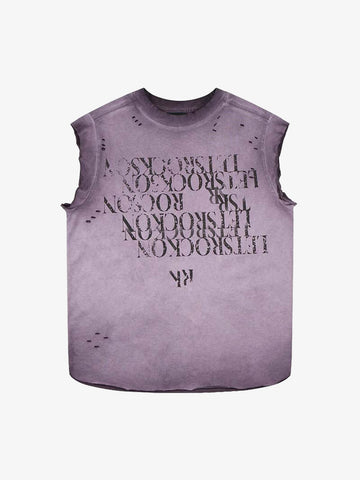 Letter Graphic Spray-Painted Distressed Vest