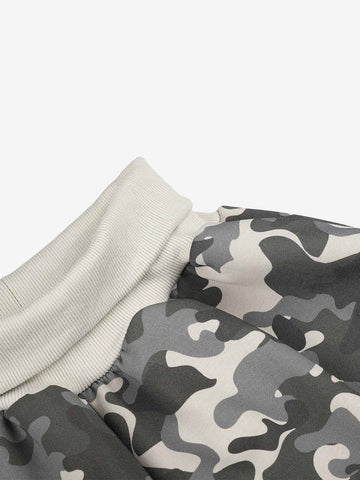 Ribbed Folded Waist Camo Barrel Baggy Sweatpants
