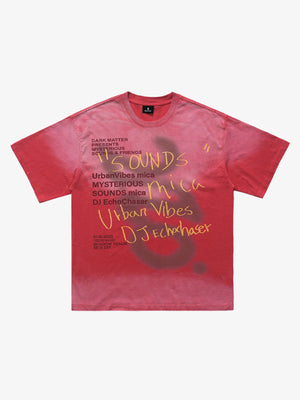 300G Cotton Spray-Marmot Distressed T-Shirt with Holes Urban Streetwear Graphic Tee 