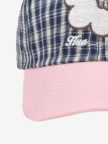 Plaid Floral Embroidered Baseball Cap