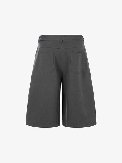 Industrial Pleated Wide-Leg Sartorial Shorts