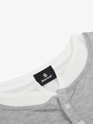 Layered Look Henley Slim Fit Short Sleeve T-Shirt 