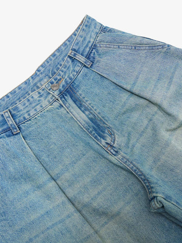 Vintage Light-Wash Pleated Barrel Jeans - 2586 
