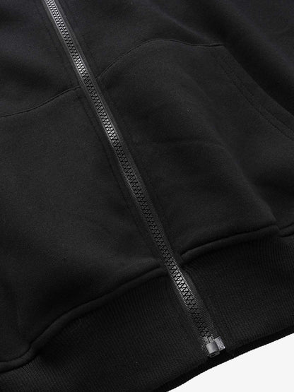 Spine Graphic Distressed Hood Zip Hoodie 