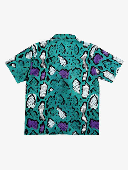 Green Purple Snakeskin Cuban Shirt