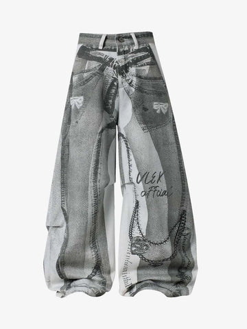 Vintage Illusion Graphic Ultra-Baggy Jeans 