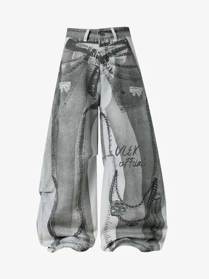 Vintage Illusion Graphic Ultra-Baggy Jeans 
