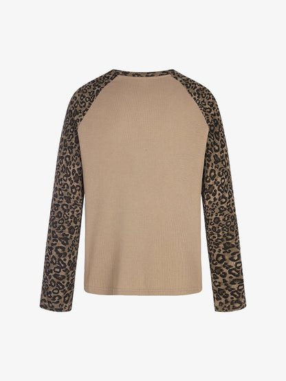 Leopard Graffiti Waffle Long Sleeve Tee