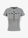 Cutout Rhinestone Short Sleeve Tee