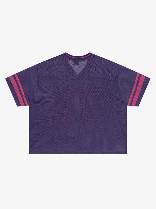Purple Mesh Athletic Jersey with Pink Number 89