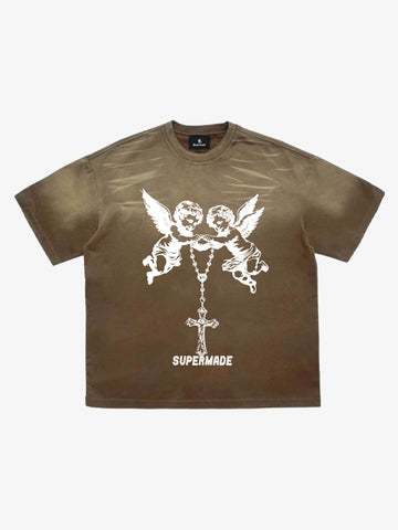 Twin Angels Cross Washed T-Shirt