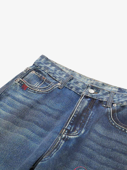 Vintage 3D Appliqué Denim Jeans