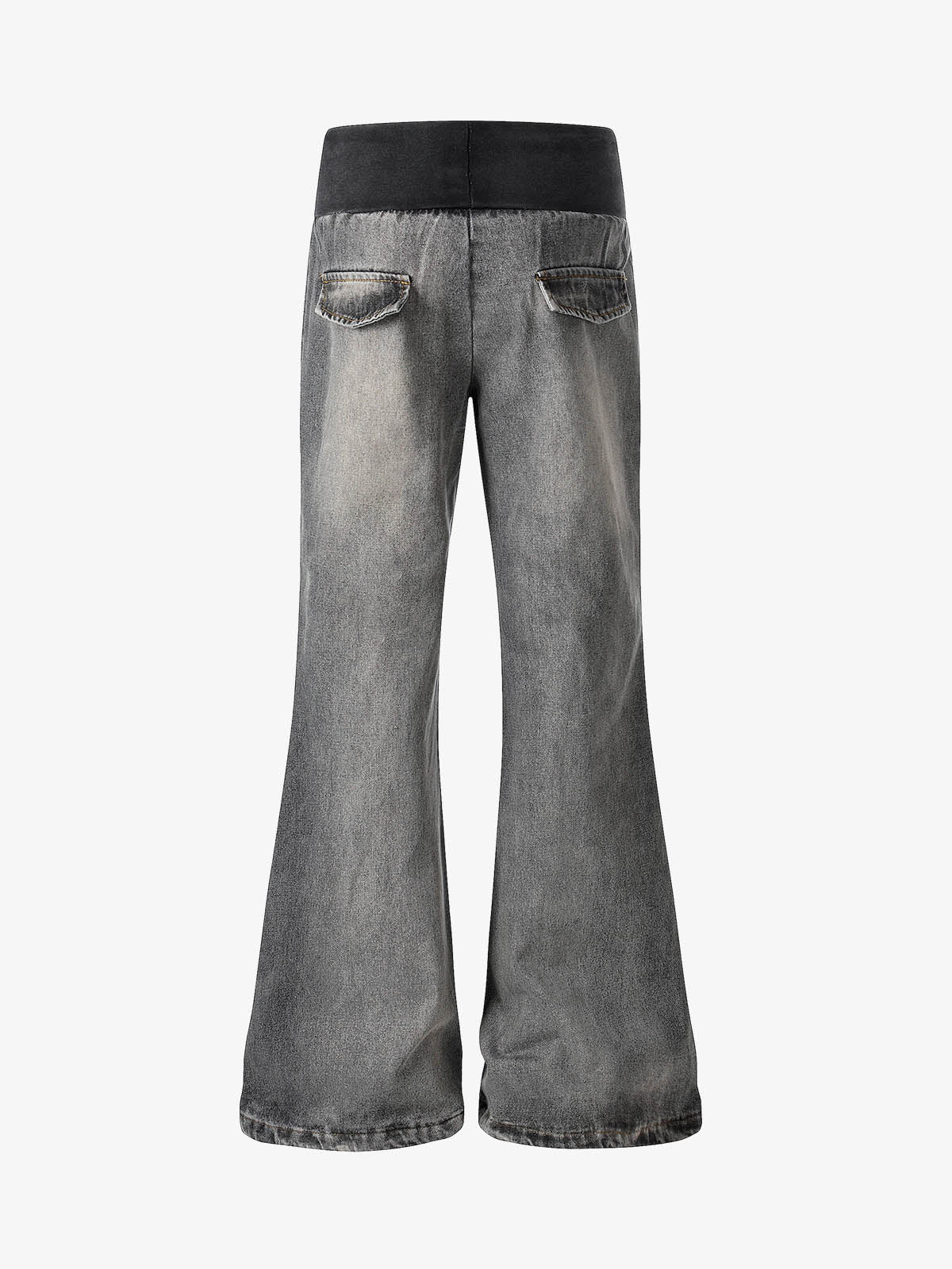 Ribbed Folded Waist Bootcut Jeans