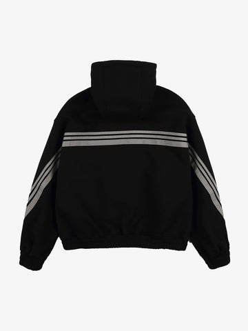Striped Patchwork Boxy Fit Zip-Up Hoodie