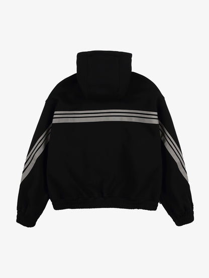 Striped Patchwork Boxy Fit Zip-Up Hoodie