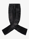 Vintage Distressed Button Fly Ruched Panel Flared Jeans