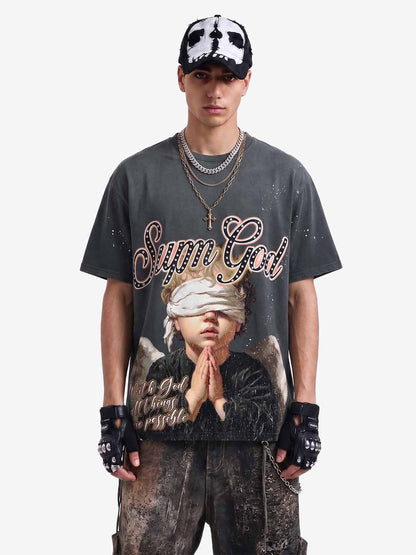 Blindfolded Angel Washed T-Shirt